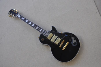 Venda quente Preto Personalizado Guitarra Elétrica Mahpgany Corpo Rosewood Fingerboard 3 captadores fotos reais em stock 41