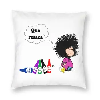 Mafalda Ressaca de Cerveja Capa de Almofada 40x40cm Casa de Impressão Decorativa Quino desenhos animados Manga Jogar Travesseiro Caso para Sala de estar, Dois Laterais