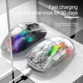 Com fio sem Fio Criativo Mouse RGB de Luz Ajustável Mudo Mouse para Jogos compatíveis com Bluetooth, Mute Mouse Confortável para Home Office