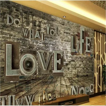 wellyu Personalizados grande mural retro nostalgia alfabeto inglês TV pano não - tecido de papel de parede papel de parede para quarto