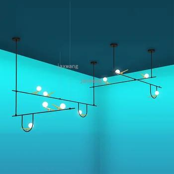 Nórdicos Conduziu a Ave Luzes pingente Loft Decoração de Arte de Ferro Criatividade Restaurante Hanglampen Galeria de Brilho Geométricas Linha Hanging Lamp