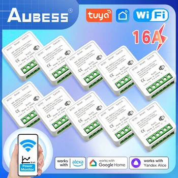 Aubess Mini 16A wi-Fi Smart Switch Módulo Com Tuya Vida Inteligente APP 2 Forma de Controle Inteligente de Casa Interruptor Com Alexa Inicial do Google