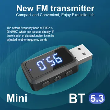 FM02 Carro Transmissor FM Receptor de Áudio Portátil Receptor Transmissor Chamada Handsfree Bluetooth Compatível com Acessórios Auto