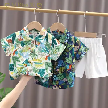 Roupas de verão Conjuntos de Roupas de Bebê de Algodão de Manga Curta Camisa + Shorts, Roupas de Crianças Desgaste Criança Menino Ternos Causal Vestido