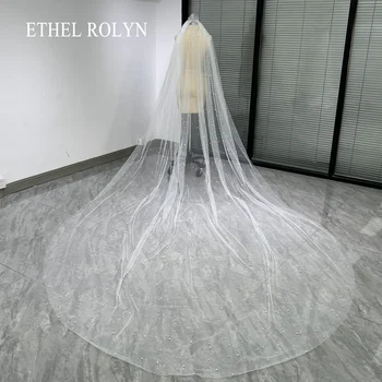 ETHEL ROLYN Personalizados, Véu de Noiva Frisado feitos de Noiva, Véus Catedral Véu