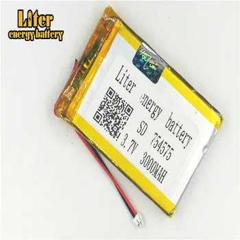 1,5 MM 2 pinos conector de 3,7 V 754575 3000mah de Alta potência de bateria de lipo bateria do li-polímero bateria de lítio recarregável