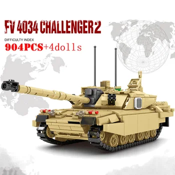 Militares segunda Guerra Mundial Leopard-2A7+ Challenger 2 Leclerc Tanque Principal de Batalha Blocos de Construção WW2 de Armas do Exército Tijolos Brinquedos Presentes
