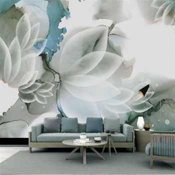 wellyu Personalizado em grande escala murais pintados à mão resumo concepção artística de tinta branca flor bonito papel de parede de fundo
