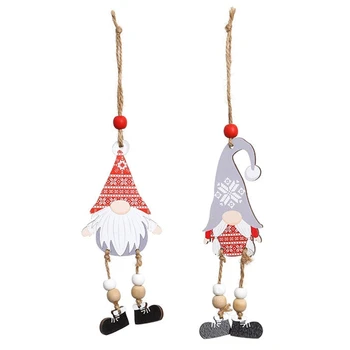 2023 Madeira Nova Natal Gnome Pingente com Pernas de Madeira Gnome Ornamento de Artesanato para Casa de Férias Janela de Parede de Porta de Decoração Artesanato