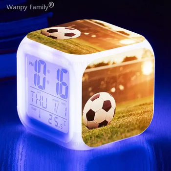 Jogo de futebol 7Color Alterar Luminosos de Relógio Eletrônico de Quarto de Crianças de Despertar Temporizador de Futebol Relógio Despertador Presente de Aniversário Para Criança