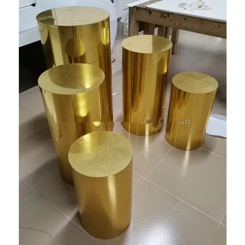 Novo design de decoração de casamento pano de fundo stand bolo redondo de mesa flor pedestal de metal ouro maca AB0866