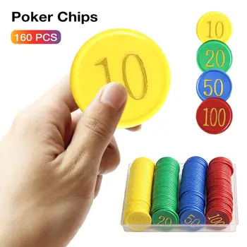 160PCS Texas Poker Chips de Plástico Jogo de Bingo Cartões de Contagem de Fichas do Bingo Número Marcado Entretenimento Acessórios Jogo de Cartão de Suprimentos
