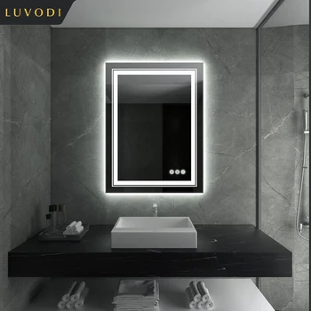 LUVODI Dupla Luzes cristalinas LED Espelho do Banheiro, Sacudindo-Livre Desembaciamento, Impermeável Espelho de Maquilhagem