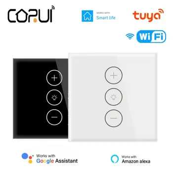 CORUI Tuya Smart wi-Fi Mudar 10A UE Toque de Parede de Escurecimento Interruptor do Vidro do Painel de Interruptores de Luz de Trabalho Com a Inicial do Google Alexa Vida Inteligente