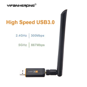 USB 3.0 1200Mbps Wifi Dongle Lan o Adaptador de Antena Para o Portátil 2,4 G e 5 G de banda RTL8812BU de Wlan sem Fio de Banda Dupla 802.11 ac