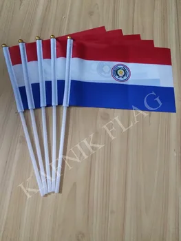 KAFNIK,5pcs Paraguai bandeira 14*21CM Paraguai Bandeira mão bandeira nacional, com Frete Grátis