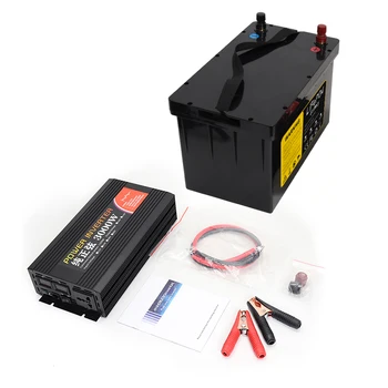 LiFePO4 Bateria 12V 200Ah com Inversor de Onda Senoidal Pura de Alta Qualidade de Saída Contínua Recarregáveis de Alta Capacidade Família Bateria