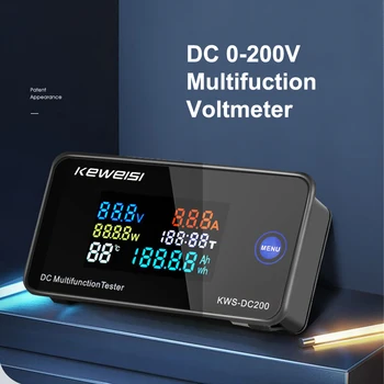 DC 0-200V 100A Voltímetro Amperímetro Capacidade Temperatura da Bateria de Carro Testador de Voltagem elétrica Medidor de Energia de Monitor de 12V 24V