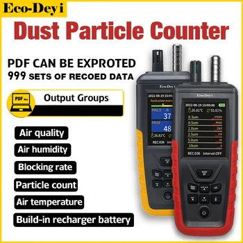 Eco-DEYI Qualidade do Ar Medidor de Partículas de Poeira, Contador pode exportar dados Pm0.3 PM10 Pm2.5,3/6Channels Detecção de Partículas de Poeira, Contador