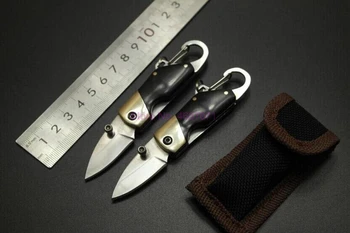 Por DHL 200pcs Caminhadas, camping mini faca dobrável sobrevivência ao ar livre portátil de aço inoxidável faca corrente chave canivete saco de nylon