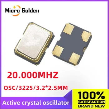 (5pcs) 20M de 20MHZ 20.000 MHZ 3225 SMD Active oscilador de cristal de 4PIN OSC 3.2*2.5 mm Cristal Oscilador de Relógio Osciladores 20.000 M
