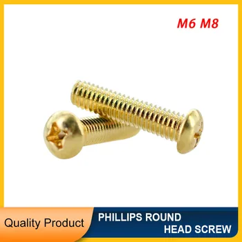 M6 M8 Bronze Phillips Recesso Cabeça Redonda Segmento Máquina Cabeça Panela Parafuso de Móveis de Latão Rosca Métrica Cruz Recesso Parafuso de 12mm~50mm