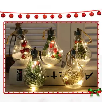 LED de Natal Decoração de Bola da Árvore de Natal Decoração Pingente Transparente Luminosa de Natal de Bulbo Novo Ano de 2022 Casa Decoração