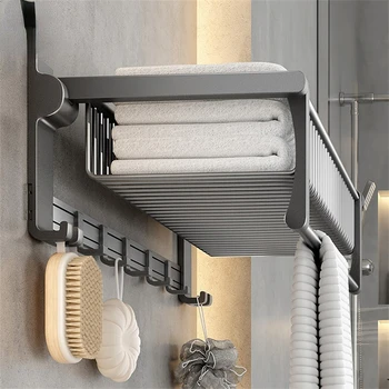 Espaço de alumínio toalheiro soco livre de arma de cinza cremalheira do banheiro banheiro banheiro de toalha rack de parede-pendurado casa de banho