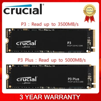 NOVO SSD Crucial P3 Plus PCIe 4.0 500GB 1T 2TB SSD P3 4tb NVMe M. 2 2280 Jogos de unidade de estado sólido Para o Portátil da área de Trabalho 100% Original