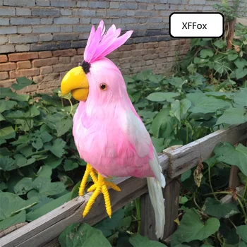 a vida real amarelo boca de papagaio modelo de espuma e peles cor-de-rosa papagaio pássaro modelo presente de cerca de 45 cm d0223