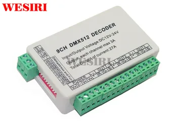 9 Canais DMX512 Decodificador de Redutor do Controlador de 9CH RGB DMX Controlador de DC5V-24V para RGB CONDUZIU a Luz de Tira de Fita Módulo da Lâmpada