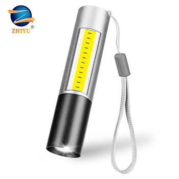 ZHIYU USB Recarregável Lanterna T6+COB Luz Impermeável Mini Tocha CONDUZIDA Telescópica com Zoom Elegante e Portátil Adequar a Iluminação Noturna