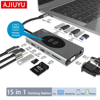 AJIUYU HUB USB C Tipo C-HDMI-USB 3.0 Adaptador Multifuncional Docking Station para o MacBook Air de iPad Pro USB Divisor