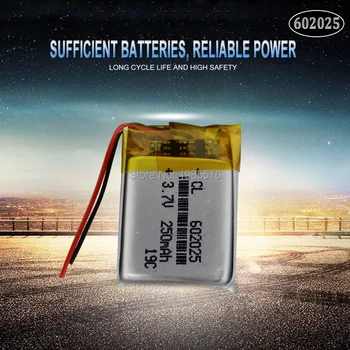 3,7 V 250mAh 602025 de Polímero de Lítio Li-Po li ion Bateria Recarregável Para Mp3 MP4 MP5 GPS PSP DVR móvel bluetooth Li-Po células
