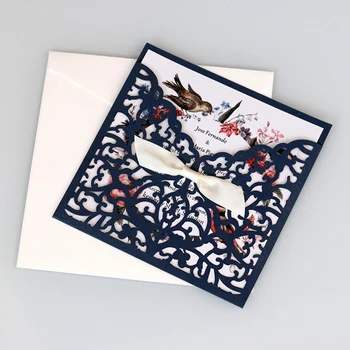 50pcs de Corte a Laser de Casamento Cartões de Convite Elegante Flora Negócio de Aniversário, Cartões Personalizados de Decoração de festas