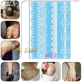 1PC Grande Laço de Tatuagem Temporária de Henna Adesivos Mulheres Casamento GJ012 Mangas Tatuagem Artística Pulseira de Noivas Cadeias de Tinta Branca Tatoo