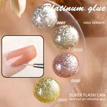 Secagem rápida Estrela Brilhante de Diamante Prego de Linha de Gel de Platina UV Unhas de Glitter polonês Ouro Prata Manicure Glitter Pintura de Unhas de Gel