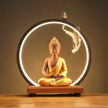 Zen Incenso Lâmpada LED Refluxo incensário de Cerâmica Casa Ornamento Luz da Noite