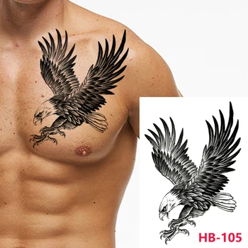 Novo Impermeável Temporária Black Eagle Corvo Flores Braço Tatuagens Falsas Corpo Da Tatuagem Do Ombro Peito Etiqueta Da Tatuagem Mulheres Homens