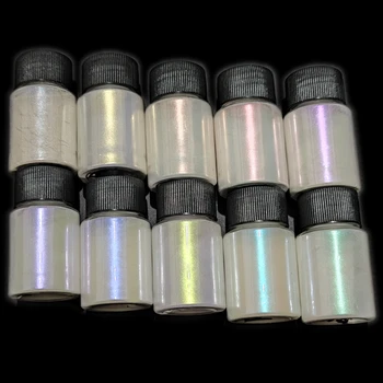 10Colors Pavão Mica em Pó Pintura do Carro Cosméticos Sombra de Unhas de Glitter Sabão Corante Polarizada Symphony Pérola Mica Sereia Pigmento