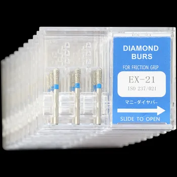 10Packs Dental Diamante, Brocas de EX-21 Polidor de Broca, Ferramentas de FG de 1,6 mm de Alta Velocidade Handpiece Polimento DIA-BROCAS de Odontologia Material Bur