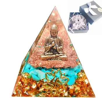 6cm Estátua de Buda Gerador de Energia Orgone Pirâmide de Cura de Cristal Reiki Chakra Orgonite Pirâmide Meditação Ferramenta