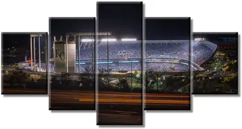5 Painel De Kansas City Bola Park, Estádio De Beisebol Visão Noturna 5 Peças Com Imagens De Lona De Arte De Parede Decoração Do Quarto De Pinturas A Decoração Home