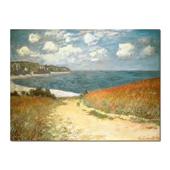 Caminho Através Do Milho Em Pourville Claude Monet Reprodução Da Pintura A Óleo Da Lona De Arte Artesanais Alta Qualidade Unframed
