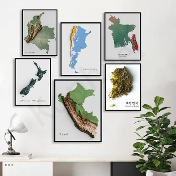 Peru, Colômbia, Argentina, Bangladesh, Sri Lanka, Nova Zelândia, Coreia Do Sul, Em Madagascar. Cidade De Viagem Do Mapa Pôster