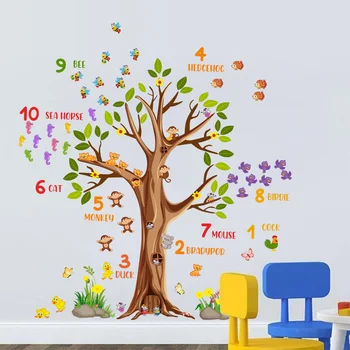 Venda Quente Educado Jardim-De-Infância De Decoração De Parede Colar Engraçado Ensino Viver Adesivos De Parede Criativo Árvore De Adesivos De Parede