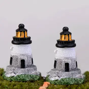 Criativo Farol Em Miniatura Leve Resina Ornamentos Eco-Friendly Realista Pouco Costeira Beacon Miniaturas