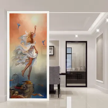 A arte europeia divisória em vidro de parede decoração simples e moderna sala de estar, varanda com vidro fosco temperado de personalização