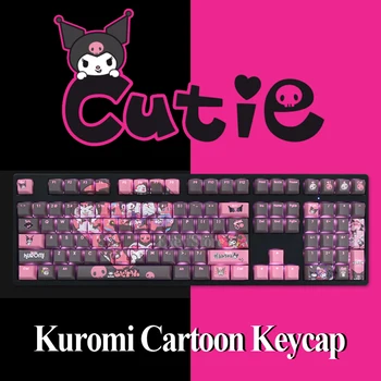 Sanrio Kuromi Cartoon Tecla Cap 108 Teclas Do Teclado Mecânico Chave Cap Pbt Kawaii Girl Escritório Da Escola De Jogos Keycaps Cutie Presente