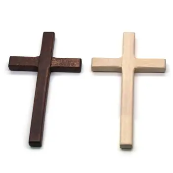 2pcs Artesanal Cruzes de Madeira Crucifixo Jesus Cristo Ornamentos Religiosos Pingente Charme de Fazer